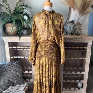 Zara Paisley Long Sleeve Dress - small